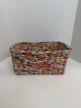 Handwoven Paper Basket Storage Organization Desk Recycled Eco Friendly Medium